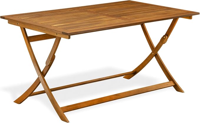 East West Furniture AEBS5CANA 5 Piece Patio Garden Table Set Includes a Rectangle Outdoor Acacia Wood Dining Table and 4 Folding Arm Chairs, 36x60 Inch, Natural Oil