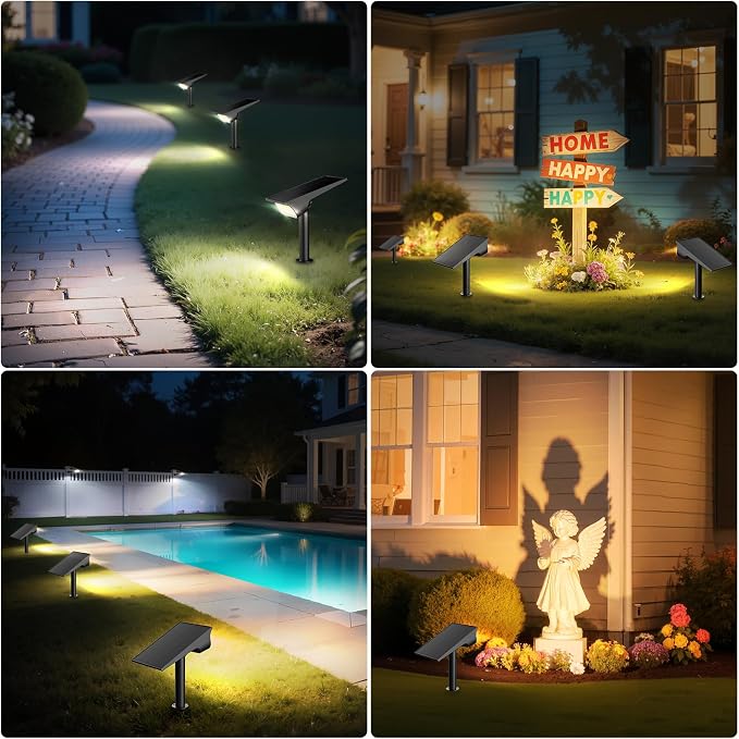 Lightonight Solar Spotlights Outdoor 2 Pack | 3 Color Temperatures Outdoor Lights, Remote Control Landscape Spotlights for Tree, Garden, Pathway, House and Wall Lighting