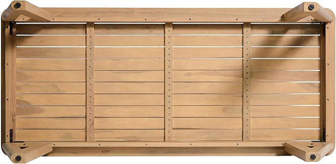 Christopher Knight Home Della Acacia Wood Dining Table Set for 6, 6 Piece Outdoor Dining Set with 70.75" Dinner Table, Bench and Armless Chairs, Patio Furniture Set for Dinner, Light Teak+Light Grey