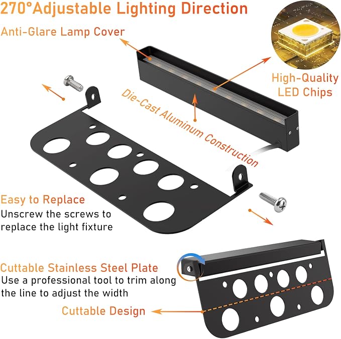 4 Pack 7 Inch Retaining Wall Lights, 5W 500LM, 2700K Soft White | 12V AC/DC Low Voltage LED Hardscape Lighting, IP65 Waterproof Landscape Light, Outdoor Step Light for Patio Walls Stairs, ETL