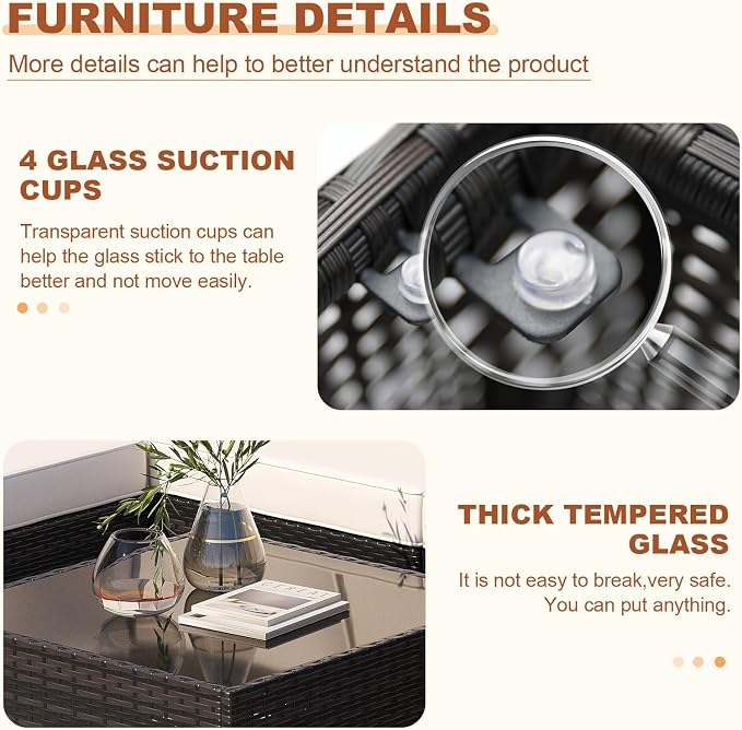 Outdoor Wicker Patio Furniture Set - 7 Piece