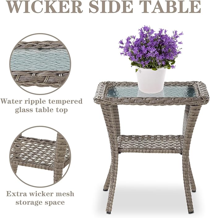 Belord 6 Pieces Wicker Patio Furniture Set - Swivel Rocker Outdoor Chairs with Outdoor Couch and Side Table, All-Weather Patio Conversation Set for Deck Sunroom Backyard