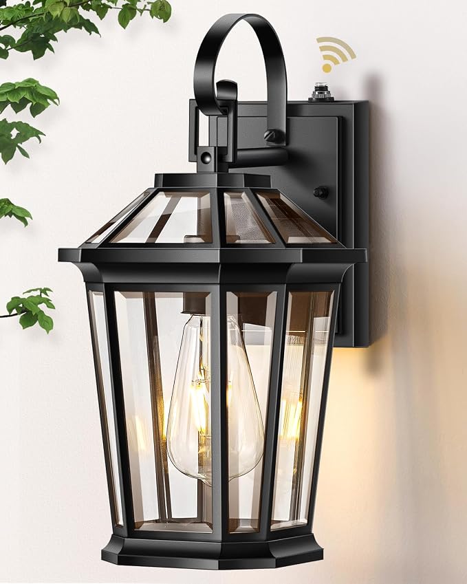 VIANIS Dusk to Dawn Porch Lights Outdoor, Black Outdoor Wall Lantern for House, 100% Anti-Rust Aluminum Outside House Light, Farmhouse Coach Lights for Garage, Front Door, Carriage Lights Exterior