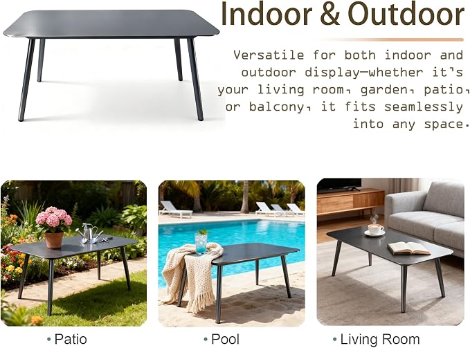Aluminum Outdoor Side Table, Rustproof Patio Coffee Table | Powder-coated scratch-proof aluminum tabletop, sturdy all-weather frame, easy assembly for garden pool balcony