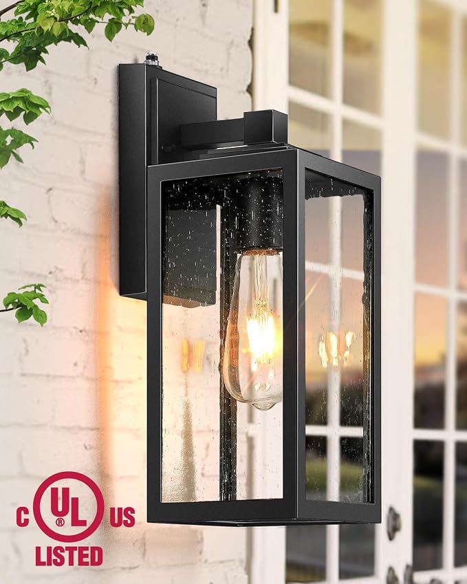 VIANIS Large 2 Pack Outdoor Wall Lights, Dusk to Dawn Black Exterior Garage Lighting Fixture Wall Mount Sconces, Modern Front Porch Lanterns Outside Lights for House, Waterproof Coach Lights Outdoor
