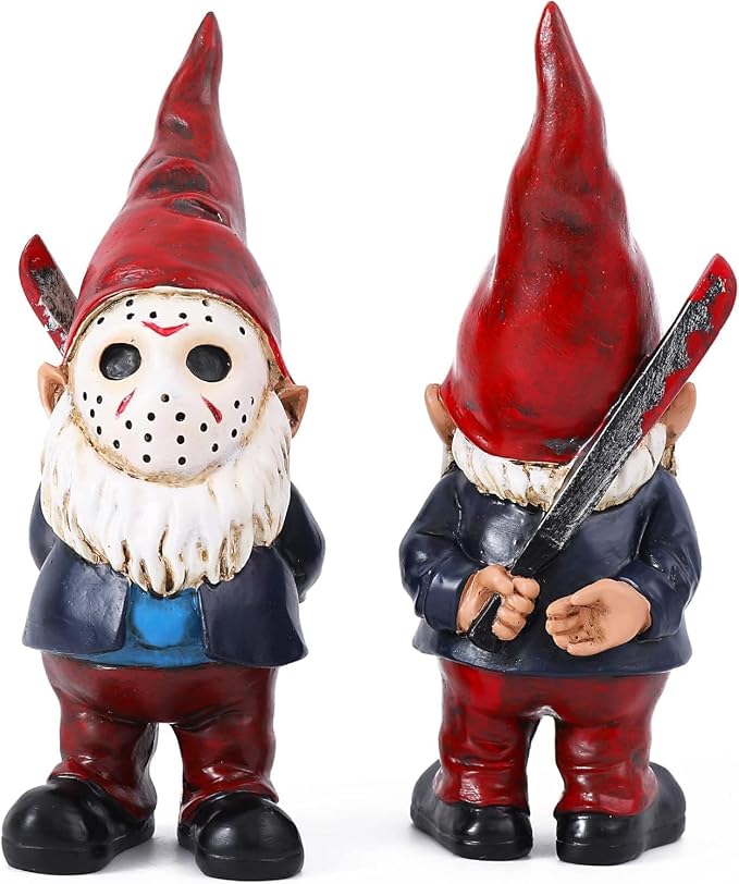 SPINNDO Halloween Decorations Outdoor, Horror Decor Garden Gnome Statue