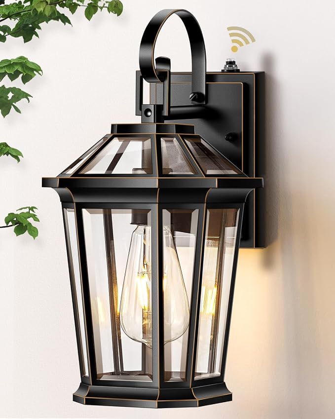 VIANIS Dusk to Dawn Outdoor Wall Lighting, Black Waterproof Exterior Lighting Fixtures for House, 100% Anti-Rust Aluminum Modern Outside Coach Light Fixture Wall Mount for Porch, Garage, Front Door