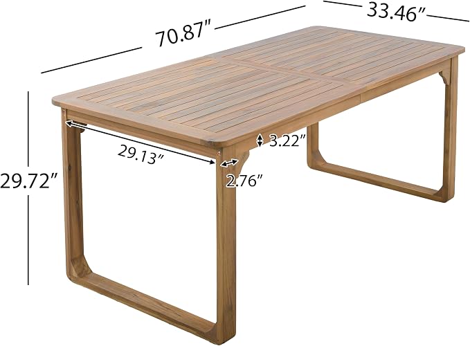 Christopher Knight Home Samma Acacia Wood Outdoor Dining Set for 4, Patio Dining Table Set for 4, Outdoor Dining Table and Sled Base, Dining Chairs with Cushion + Wicker Backrest, Teak+Brown+Cream