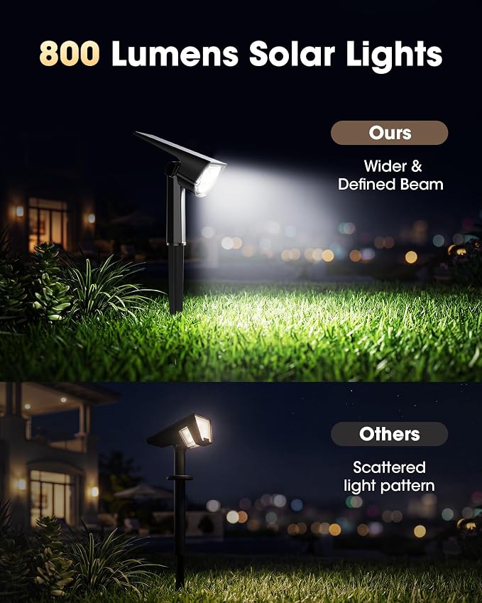 AloftSun Solar Spot Lights Outdoor Waterproof IP68, Solar Landscape Lights- 30 LED/2 Modes Solar Powered Spotlights,Landscape Lighting for Yard and Garden,White,6 Pack