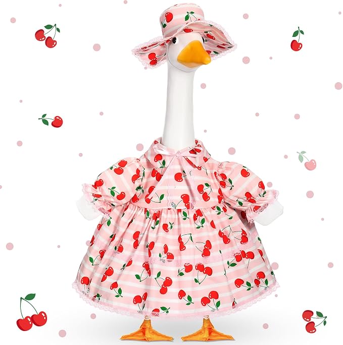 FuWeave Fall Porch Goose Outfit for Lawn Decor | Fits 23"/17" Lawn Plastic/Cement Statue Goose Costume Dress for Front Outdoor Courtyard Garden Patio Yard Decoration