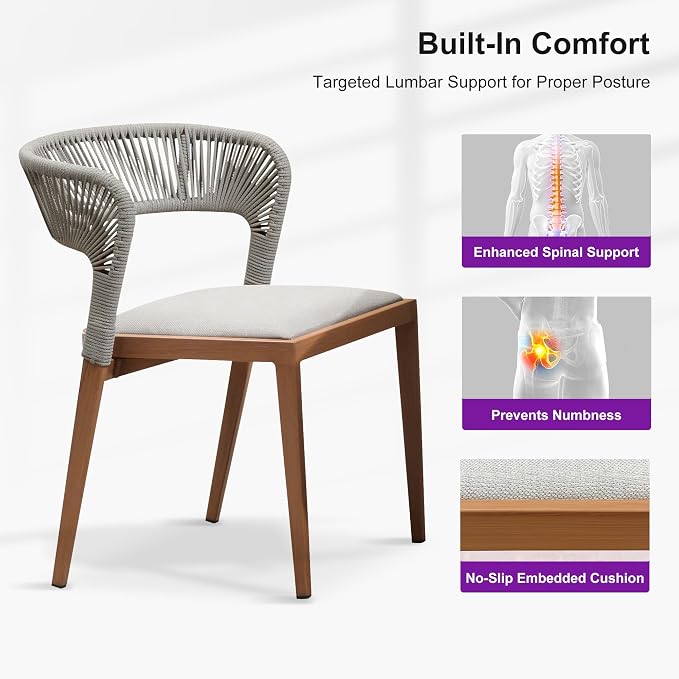 PURPLE LEAF 3 Piece Patio Bistro Set 37.4" Round Table and 2 Chairs All-Weather PE Rattan Wicker Outdoor Indoor Furniture for Backyard Porch Balcony Deep Teak