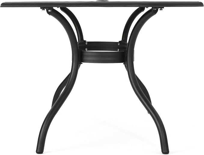 Christopher Knight Home Cayman Outdoor 6-Seater Cast Aluminum Dining Set, 7-Pcs Set, Black Sand
