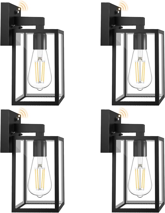FOLKSMATE 4 Pack Dusk to Dawn Outdoor Wall Light Fixtures | Exterior Porch Light Waterproof Wall Sconces Lanterns
