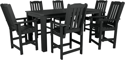 highwood AD-ST7LH2CO5BA-BKE Lehigh 7pc Rectangular Counter Height Dining Set 84" x 42", Black
