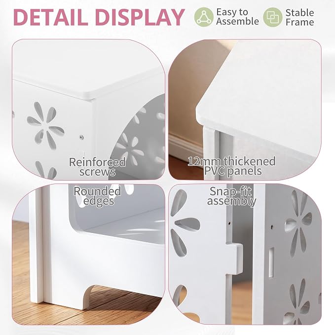 Outvita Side Table for Indoor & Outdoor, Square Modern Side Table with Storage Layer, Night Stand, Bedside Table, Tooless Assembly for Patio, Living Room, Bedroom