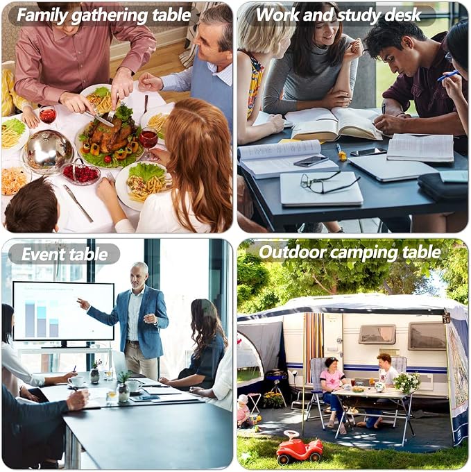 6FT Folding Table, Fold-in-Half Portable Plastic Table with Handle, Heavy Duty HDPE, 500 lbs Capacity, Waterproof & Scratch-Resistant, Locking Legs, Anti-Slip Feet for Indoor Outdoor Party Picnic