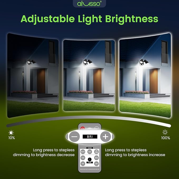 ALUSSO LED Security Lights Motion Sensor, 25W 2000LM Flood Lights Outdoor Motion Sensor with Remote 120V, Dimmable Brightness 3000K-6500K CCT IP65 Security Light ETL Listed for House Garage 1 Pack