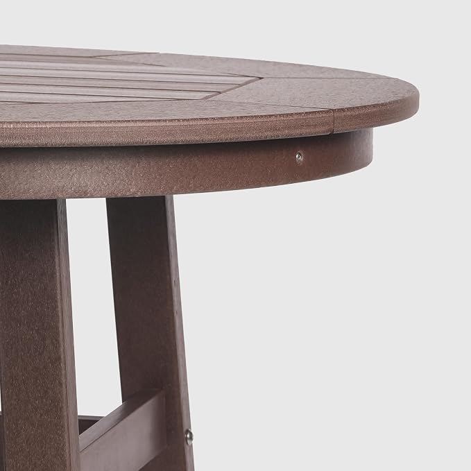 WestinTrends Outdoor 35" HDPE Round Patio Counter Height Bar Table, Dark Brown