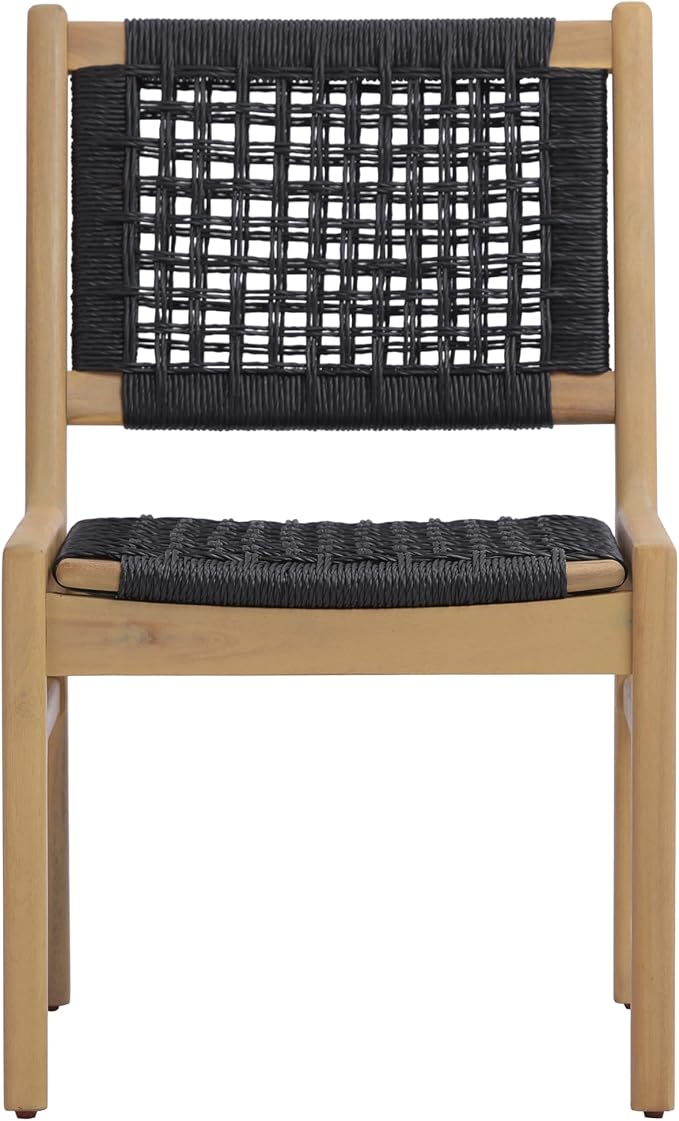 Christopher Knight Home Della Acacia Wood Dining Table Set for 6, 6 Piece Outdoor Dining Set with 70.75" Dinner Table, Bench and Armless Chairs, Patio Furniture Set for Dinner, Light Teak+Black