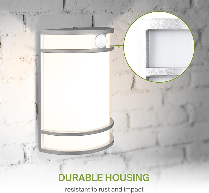 ASD 10 Inch Motion Sensor LED Outdoor Sconce Lights - 15W 120-277V 3000K 4000K 5000K Nickel Exterior Lighting Fixtures, Exterior Lights for House, Modern Patio Wall Light Fixture ETL