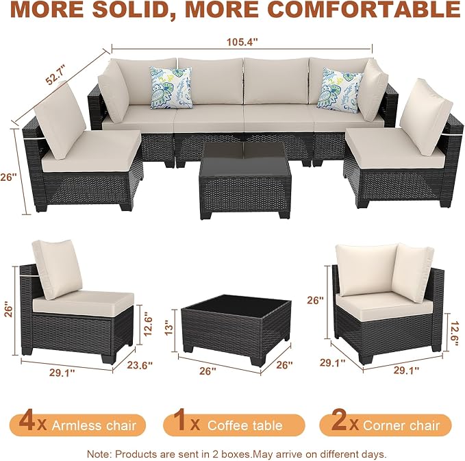 Outdoor Wicker Patio Furniture Set - 7 Piece