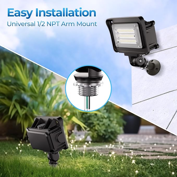 CINOTON 30W 4200LM LED Flood Lights Outdoor, 5000K, ETL Listed, 1 Pack | IP65 Waterproof Exterior Security Wall Pack with 180°Knuckle, 100-277V Outside Aluminum Fixture for Court Porch Patio Garage