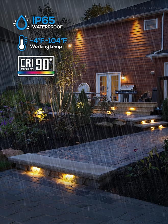LEONLITE 8-Pack 7 Inch LED Hardscape Lighting, 3W/4W/5W, 2700K Soft White | Update Dimmable Retaining Wall Lights, Low Voltage Landscape Lighting, 12-24V AC/DC Paver Light, Outdoor Step Lights, ETL