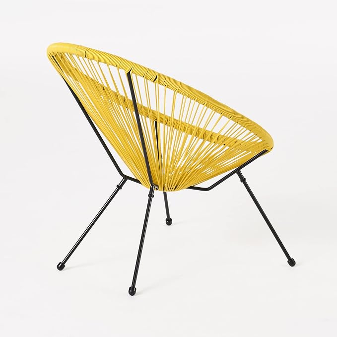Christopher Knight Home Outdoor Hammock Weave Chair with Steel Frame (Set of 2) - Yellow and Black Finish