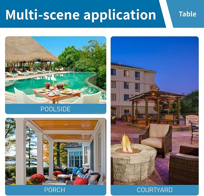 Outdoor Patio Table with Umbrella Hole, 32 inches Tempered Glass Top Square Patio Table,Conversation Coffee Table Metal Steel Frame All-Weather Furniture for Balcony, Backyard and Poolside