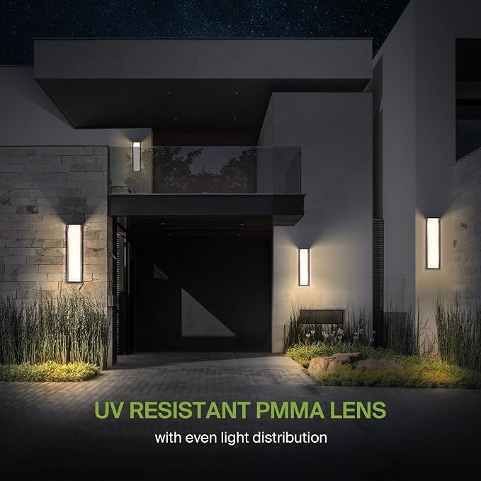 ASD LED 24" Outdoor Wall Light, Front Door House Sconce | 3CCT, Dimmable, Waterproof, ETL Listed | 30W 2600LM 3000-5000K 100-277V | Exterior Patio Lighting Fixture, Porch Lamp | Black