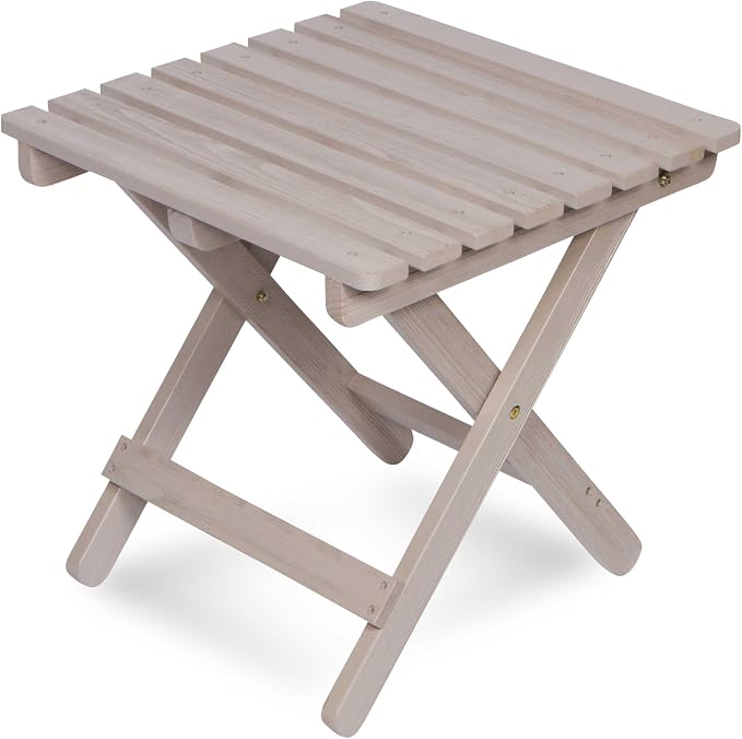 Shine Company Square Wooden Folding Solid Wood Side Table, Outdoor Adirondack Small Patio Table, Graystone