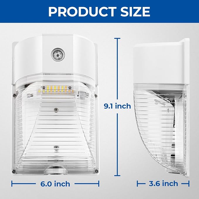 CINOTON 26W LED Wall Pack Light with Dusk to Dawn Sensor, 3CCT White 2Pack | 100-277Vac, 26W/18W/13W Switchable, 3CCT Wall Lights, IP65 Waterproof, Outdoor Security Flood Lighting for Garage, Backyard