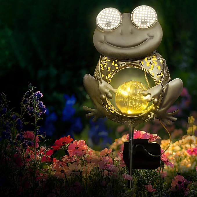 SRNPMIU Solar Lights Outdoor Decor, Solar Frog Yard Decorations Outdoor | Garden Decorative, IP65 Waterproof, Gifts for Women Mom, for Yard Patio Lawn Pathway Landscape