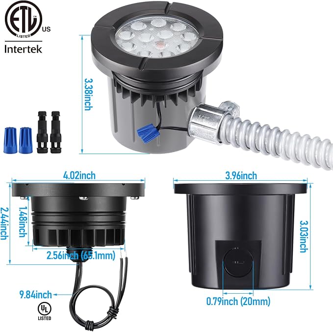 LEONLITE 6-Pack Dia. 4 Inch 5CCT Well Lights Flat Top Black | 12-24V AC/DC, CRI90, 1800K/2700K/3500K/4000K/5000K, Landscape LED In Ground Outdoor, Low Voltage Garden Landscaping, Aluminum
