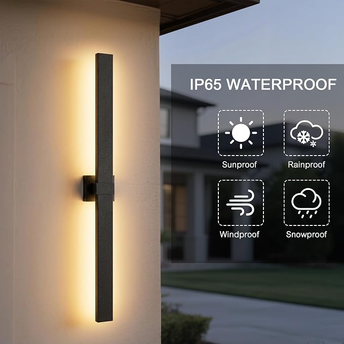 LamQee Aluminum 47 in Long Outdoor Wall Light Fixture, 3000K Integrated LED | Waterproof IP65, Modern Exterior Lights, Linear Outdoor Sconce, Wall Mount Outside Lighting, for House Porch Patio Garage