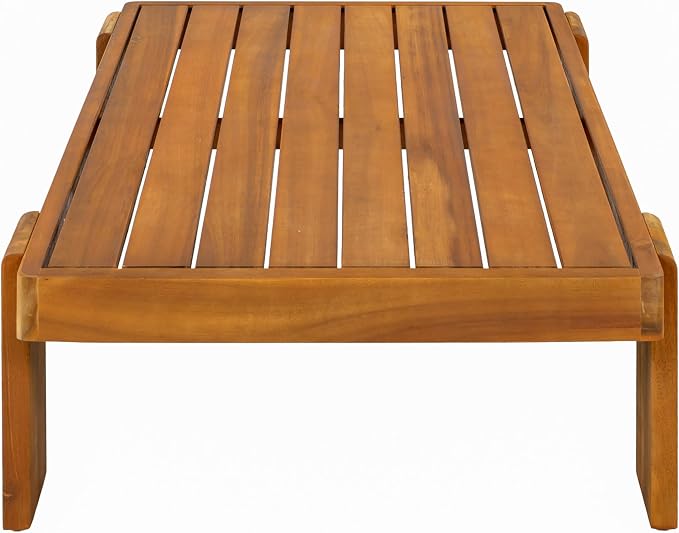 Christopher Knight Home Phobo Acacia Wood Outdoor Loveseat and Coffee Table Set, 2 Piece Patio Furniture Set with Cushion, Outdoor Conversation Set with Slatted Design for Backyard, Teak + Light Brown