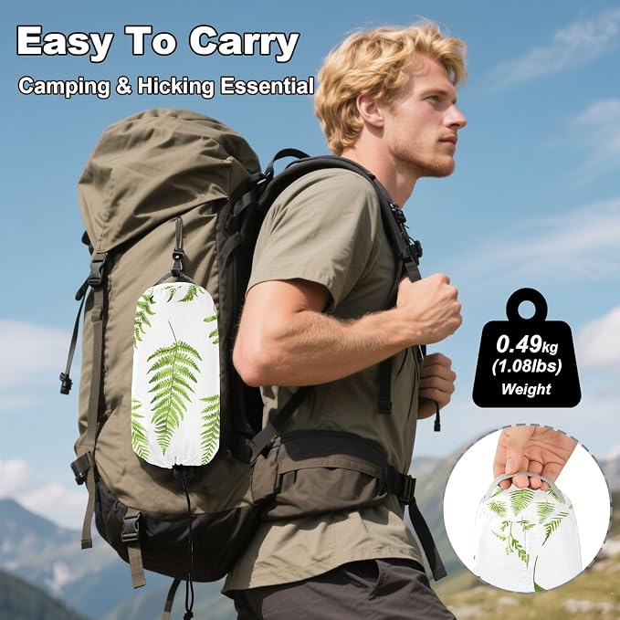 Camping Hammock Outdoor Hammocks for Outside Fern Pteridophyte Beach Trees Portable Lightweight with Pockets Tree Straps Indoor