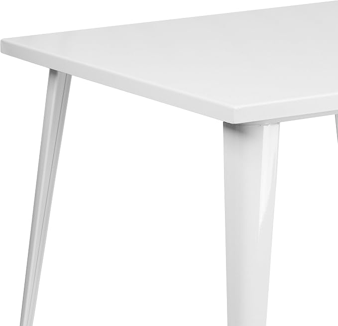Flash Furniture Parker Commercial Grade 35.5" Square White Metal Indoor-Outdoor Table
