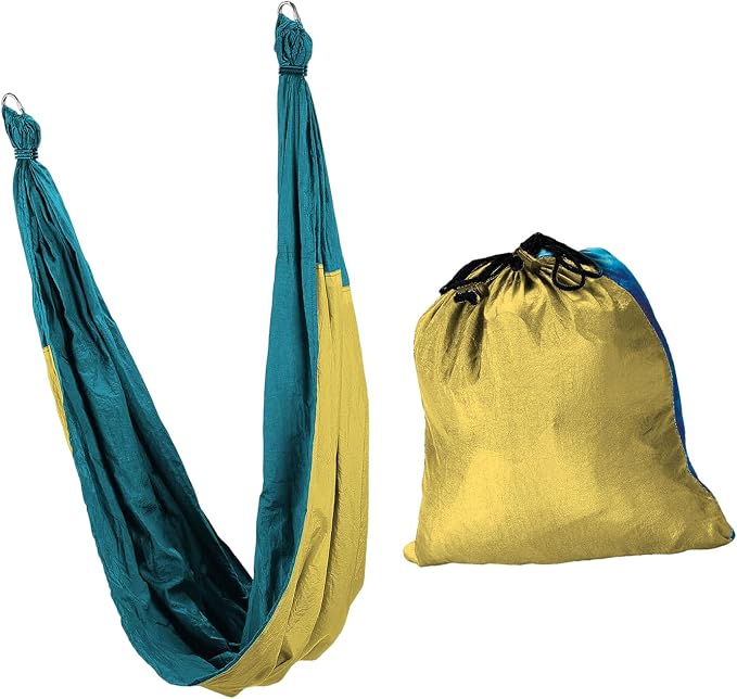 Yoga Hammock for Practice, 1.5m Wide Stretch Fabric Swing, Blue Green Yellow Suspended for P