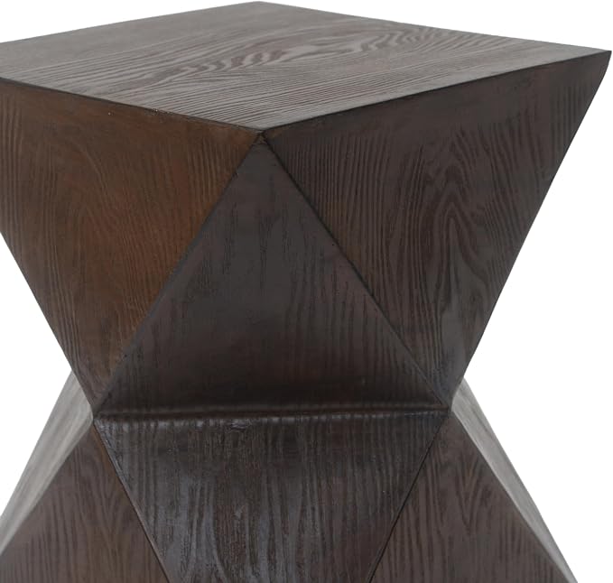 Christopher Knight Home Square Side Table, Concrete Outdoor Table, Accent End Table, Side Table with Wood Grain Finish Modern Design Ideal for Patio Garden Balcony Living Room, Natural