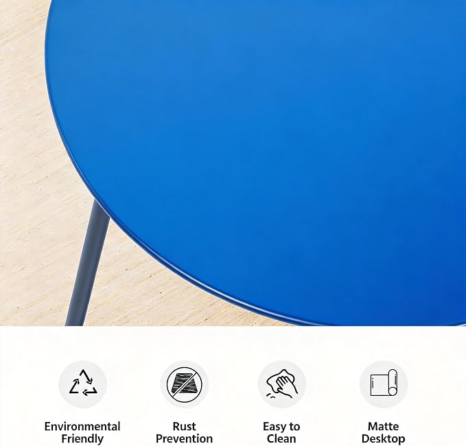 LAUSAINT HOME 18" Outdoor Side Table, 1 Pack Small Round Patio Table with Adjustable Footpads, Powder Coated Steel Coffee Table for Patio, Balcony, Porch and Garden