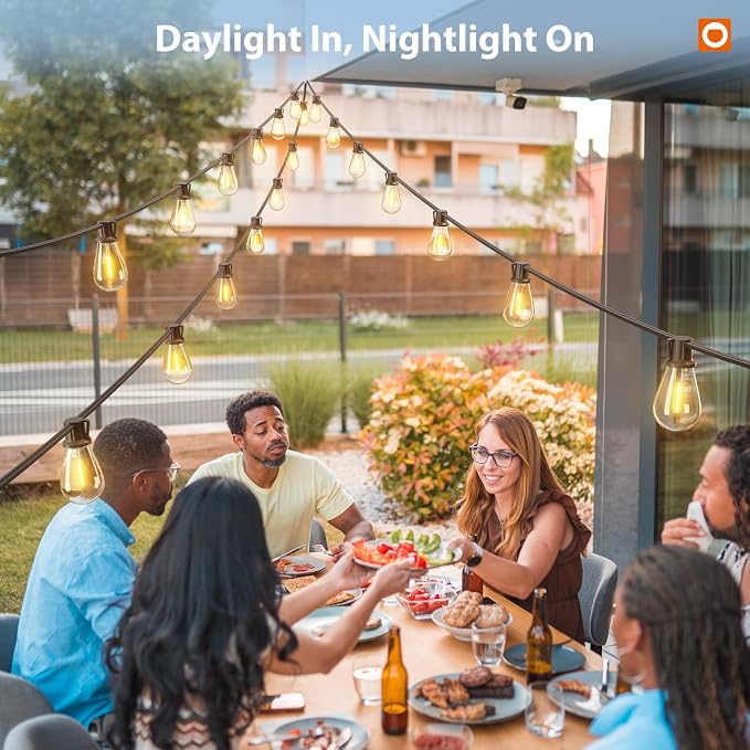 addlon 102FT(96FT+6) Solar String Lights Outdoor, Waterproof, Last 20+ Hrs | 34 Shatterproof LED Bulbs, USB Charging, Dimmable, Timer Remote, Easy Install for Garden, Backyard, Pergola and Party