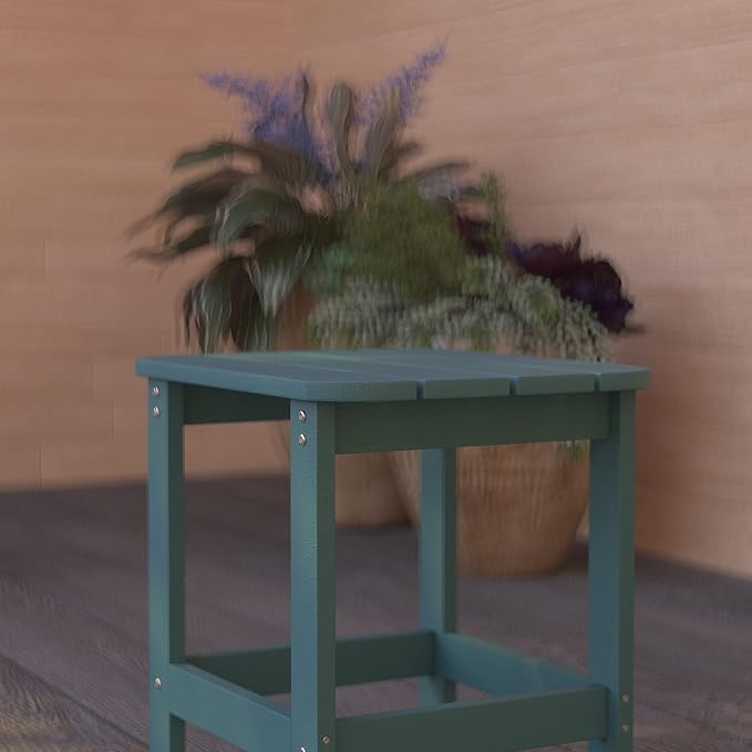 Merrick Lane Riviera Poly Resin Adirondack Style Side Table - Sea Foam - Indoor/Outdoor - All-Weather