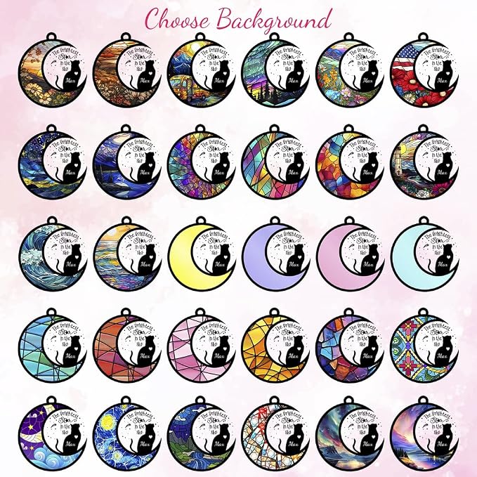 Custom Cat Memorial Suncatcher, Personalized with Name and Breed, Loss of Pet Sympathy Gift for Cat Lovers, Stained Glass Look Acrylic Ornament