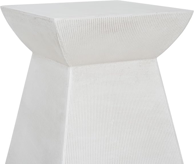 Outdoor Side Table Square Concrete Side Table Pedestal End Tables Cement Small Coffee Tables Patio Garden Stool Plant Stand for Porch, Backyard Balcony,15.2",White Antique Textured