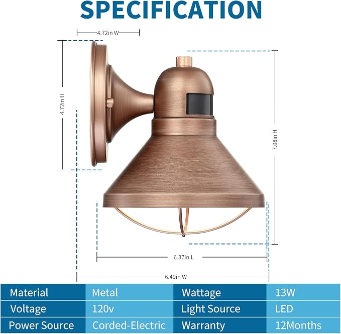 Motion Sensor Outdoor LED Barn Light Dusk to Dawn Exterior Wall Lantern | Waterproof Outside Sconce Lighting Fixture Farmhouse Wall Mount Porch Lamp for House Garage Patio
