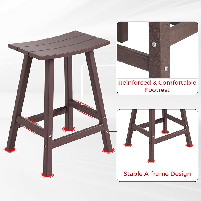 Costaelm Outdoor Bar Table, 37" Counter Height Round Patio Cocktail Bar Table, Patio Bar Table 3-Pieces Set Bistro Dining Table Pub Table for Deck, Backyard, Garden, Dark Brown