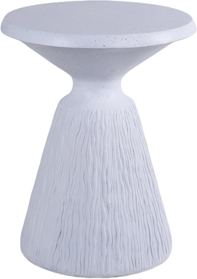Modern Cement Tree Stump Accent Table, Round Outdoor Side Table & Garden Stool for Patio, Indoor and Outdoor Decor, Aqua Grey