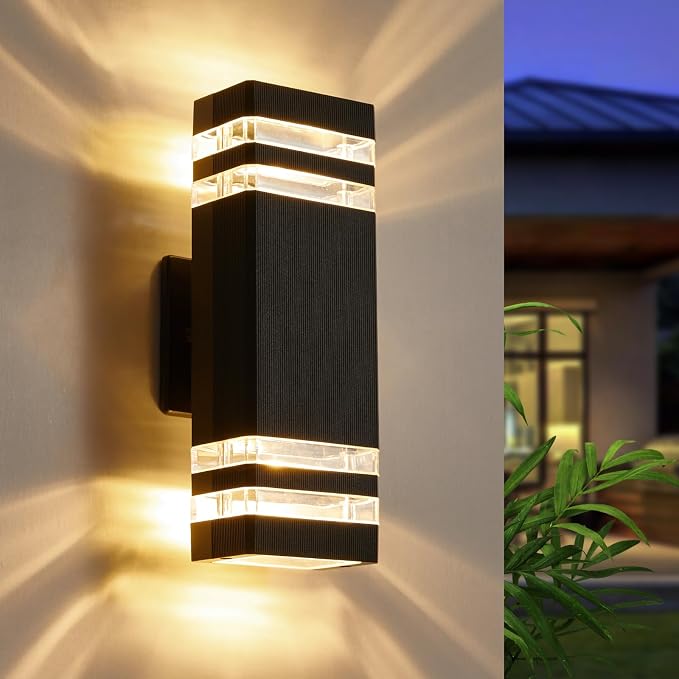 LMP LED Outdoor Wall Light, Aluminum IP65 Waterproof Porch Lights | Up and Down,3000K 5W G10 Bulbs Included,ETL Certified, Outside Wall Exterior Lighting Fixtures for House, Front Door, Garage