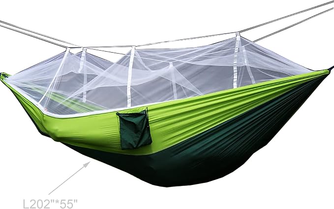 FixtureDisplays® Portable Hammock Jungle Camping with Mosquito Net Outdoor Hanging Sleeping Bed 16117NEW-2D